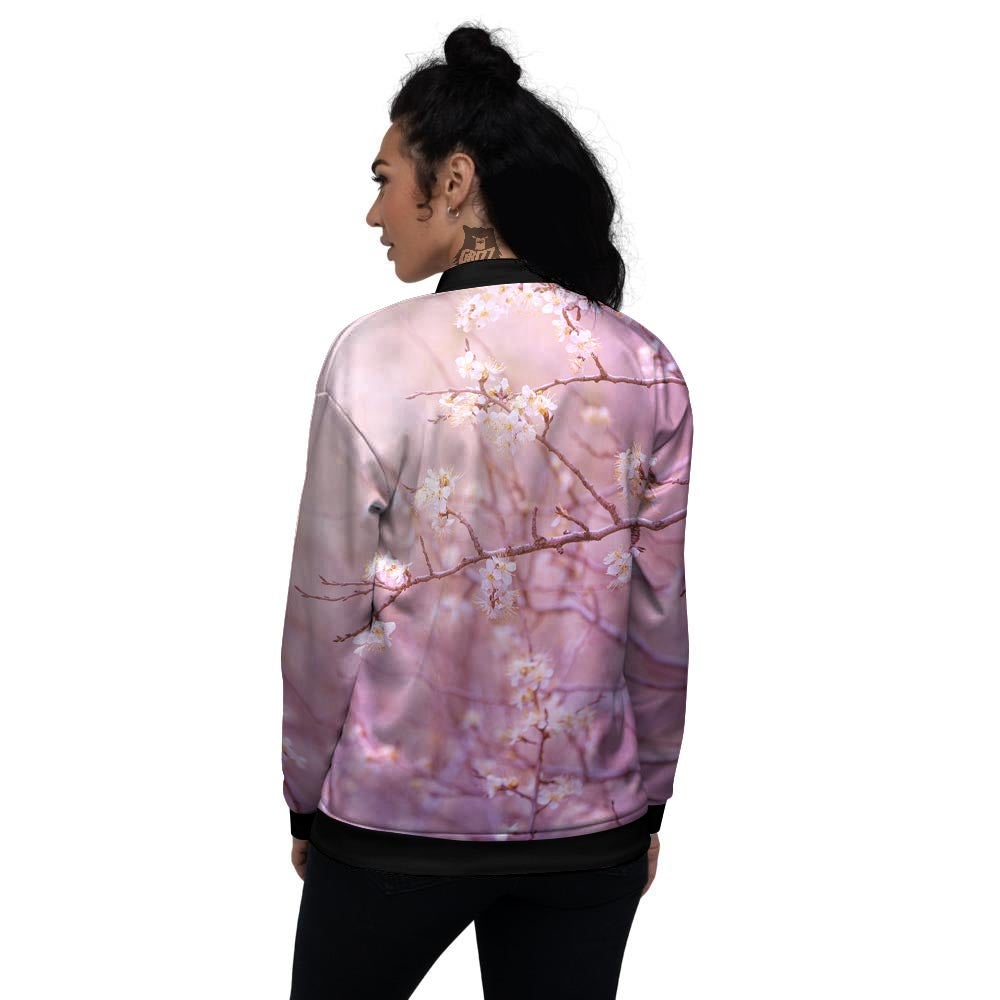Cherry Blossom Sunrise Japanese Print Women's Bomber Jacket-grizzshop
