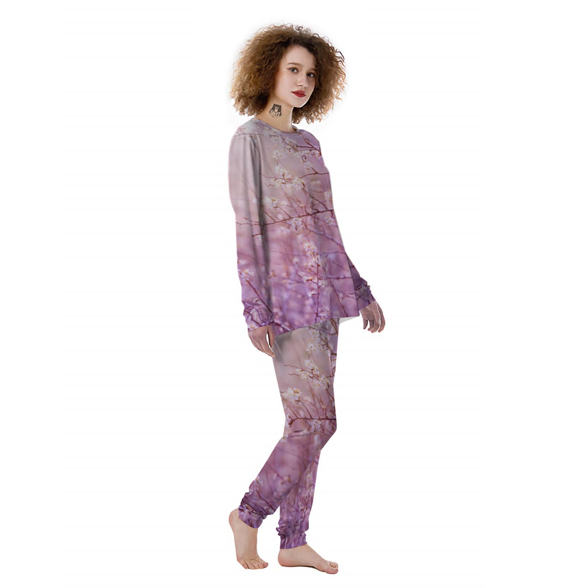 Cherry Blossom Sunrise Japanese Print Women's Pajamas-grizzshop