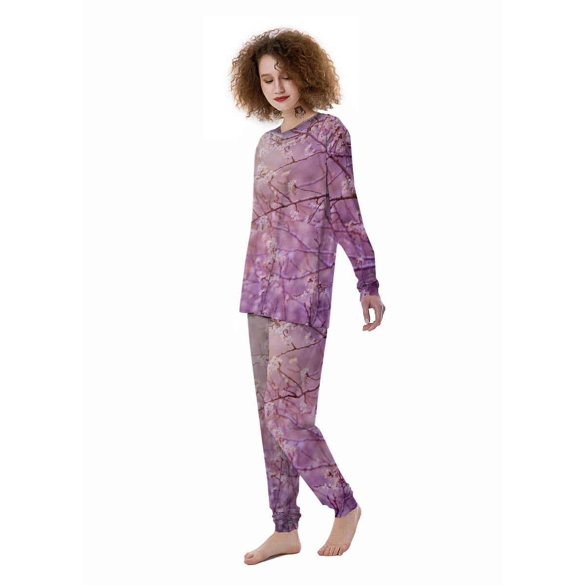 Cherry Blossom Sunrise Japanese Print Women's Pajamas-grizzshop