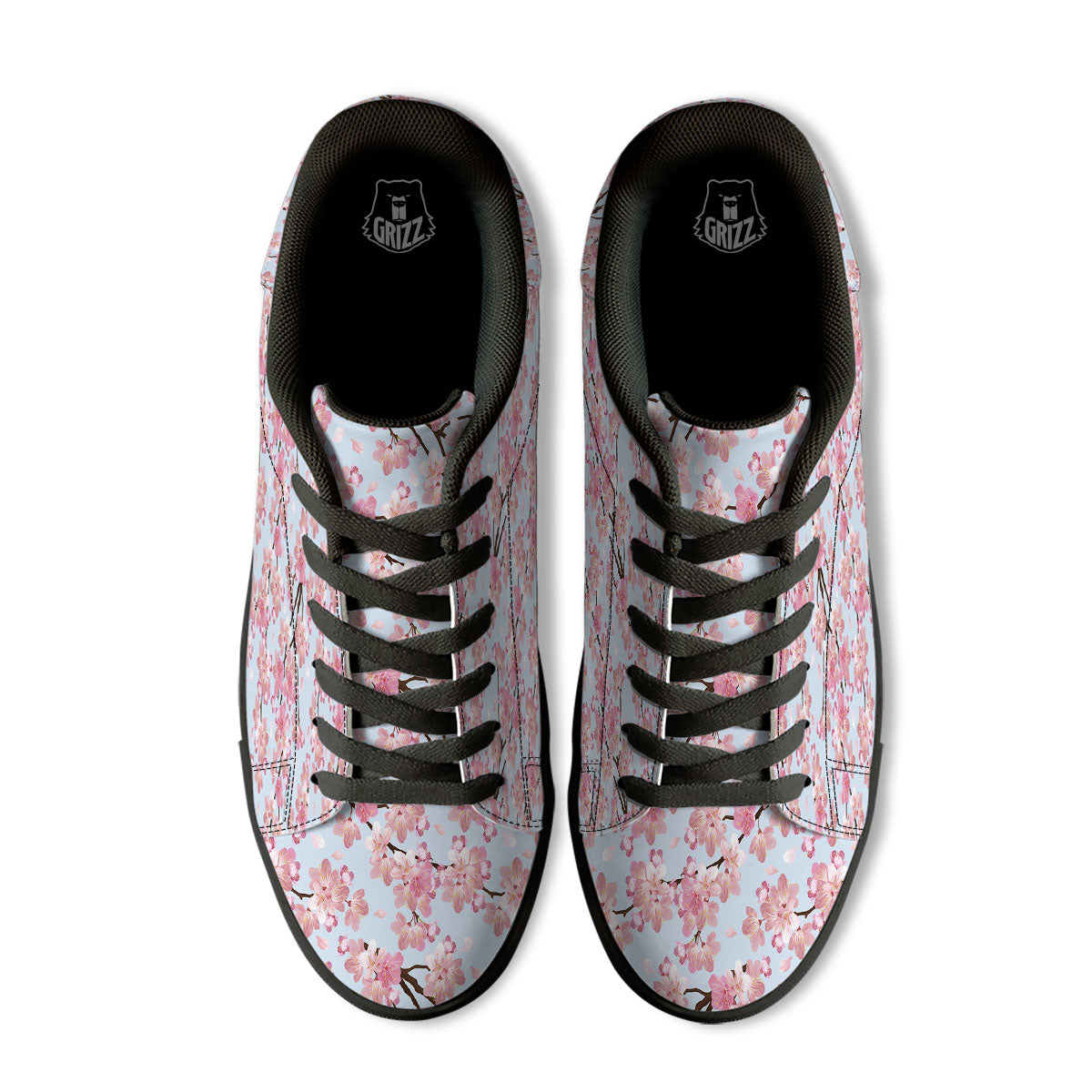 Cherry Blossom Tree Japanese Print Pattern Black Low Top Sneakers-grizzshop