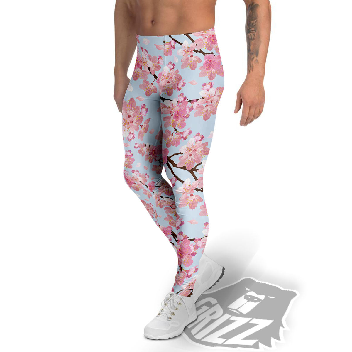 Cherry Blossom Tree Japanese Print Pattern Men's Leggings-grizzshop