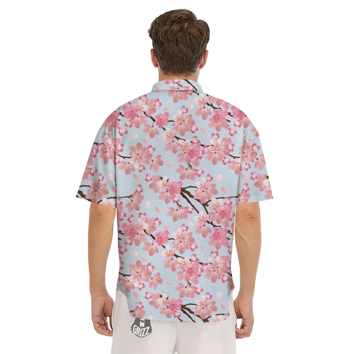 Cherry Blossom Tree Japanese Print Pattern Men's Short Sleeve Shirts-grizzshop