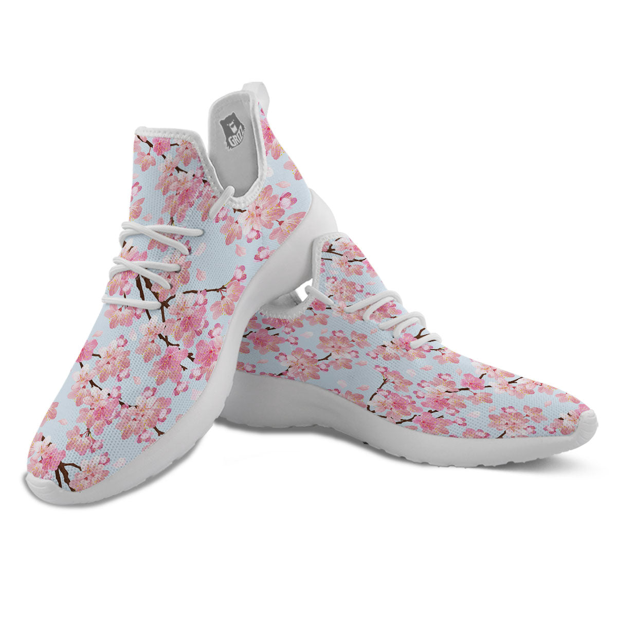 Cherry Blossom Tree Japanese Print Pattern White Athletic Shoes-grizzshop