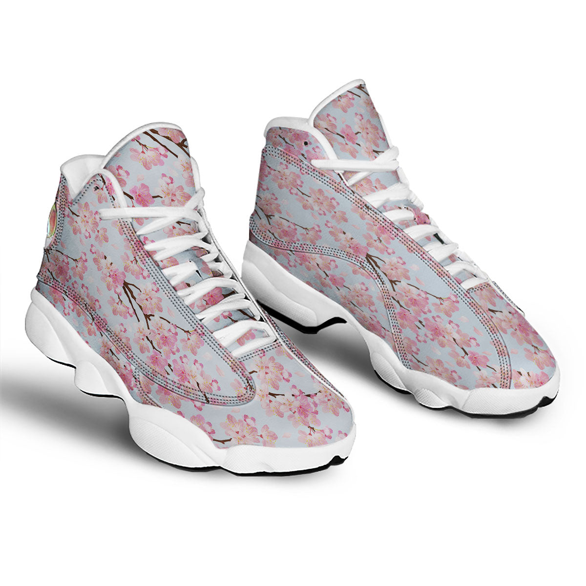 Cherry Blossom Tree Japanese Print Pattern White Basketball Shoes-grizzshop