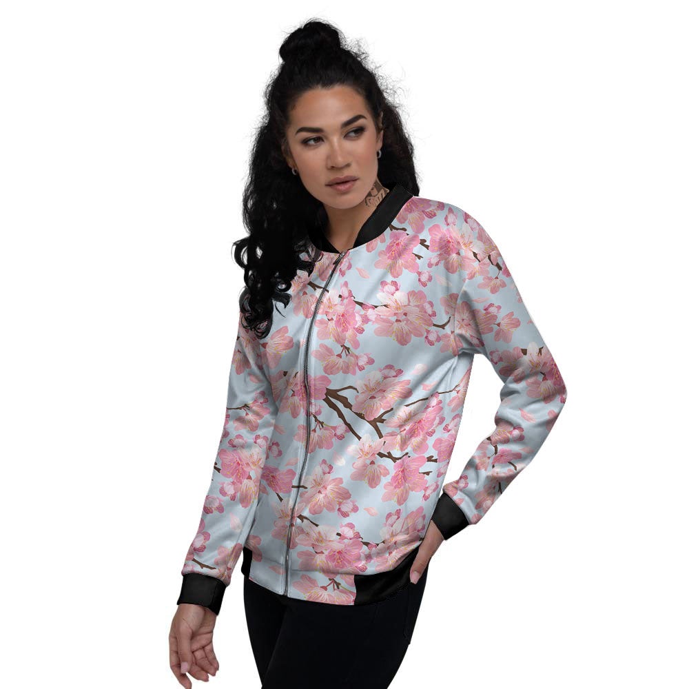 Cherry Blossom Tree Japanese Print Pattern Women's Bomber Jacket