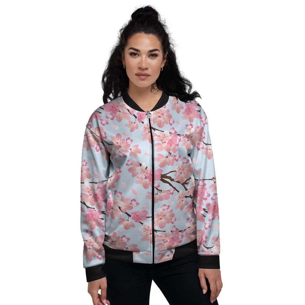 Cherry Blossom Tree Japanese Print Pattern Women's Bomber Jacket-grizzshop