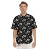 Cherry Blossom White And Black Print Men's Short Sleeve Shirts-grizzshop