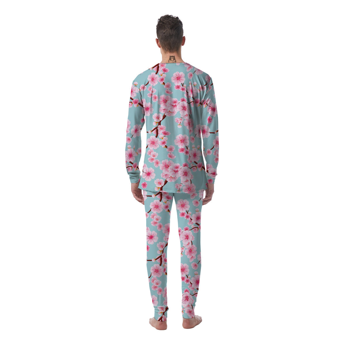 Cherry Blossom White Print Pattern Men's Pajamas-grizzshop