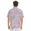 Cherry Blossom White Print Pattern Men's Short Sleeve Shirts-grizzshop