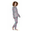 Cherry Blossom White Print Pattern Women's Pajamas-grizzshop