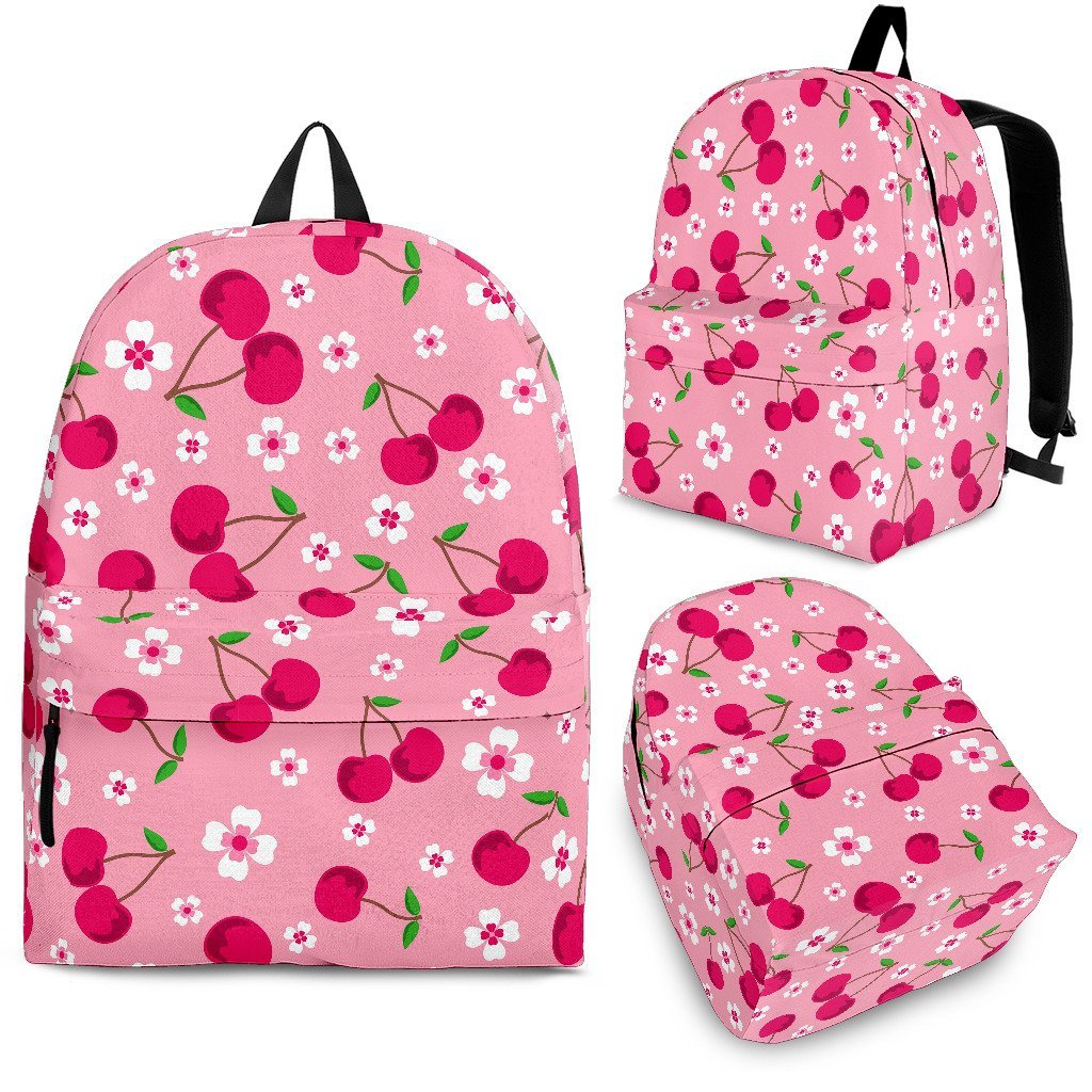 Cherry Floral Pattern Print Backpack-grizzshop