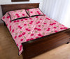 Cherry Floral Pattern Print Bed Set Quilt-grizzshop