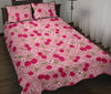 Cherry Floral Pattern Print Bed Set Quilt-grizzshop