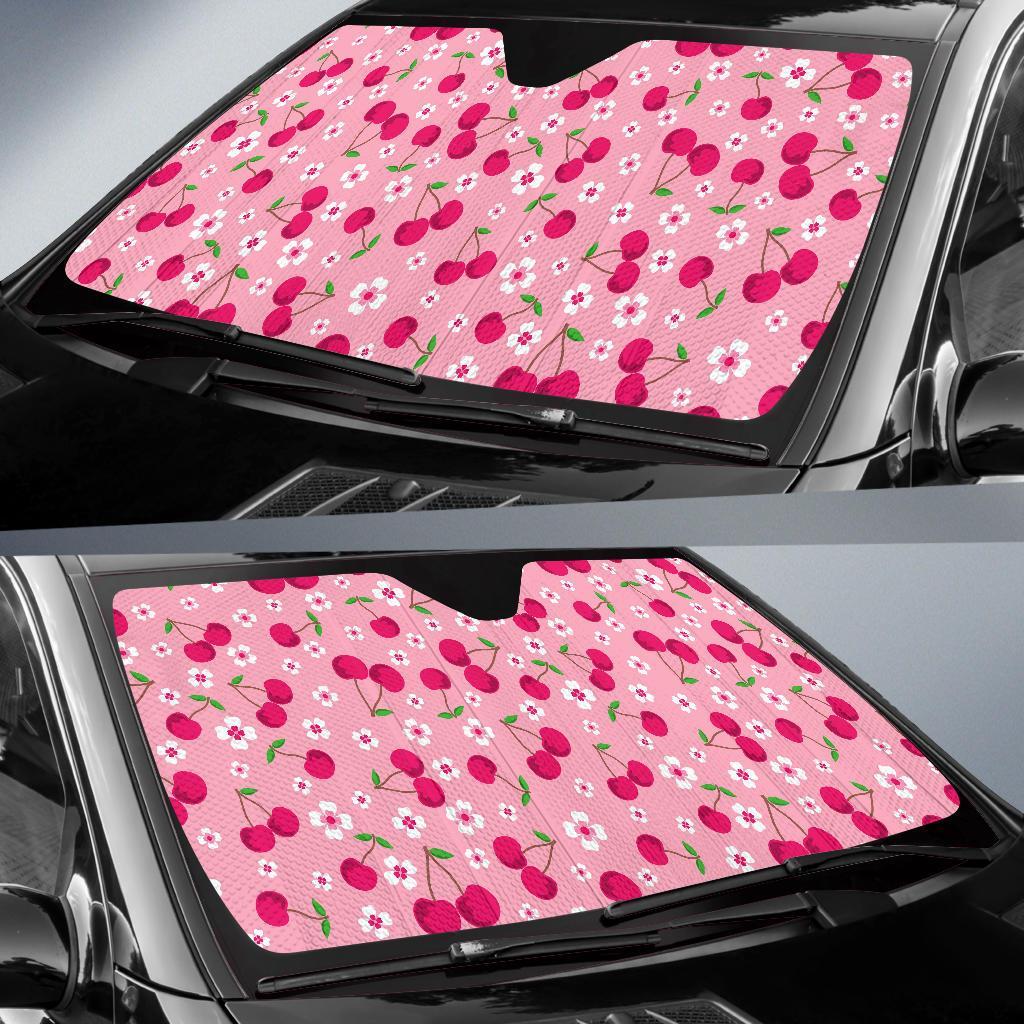 Cherry Floral Pattern Print Car Sun Shade-grizzshop