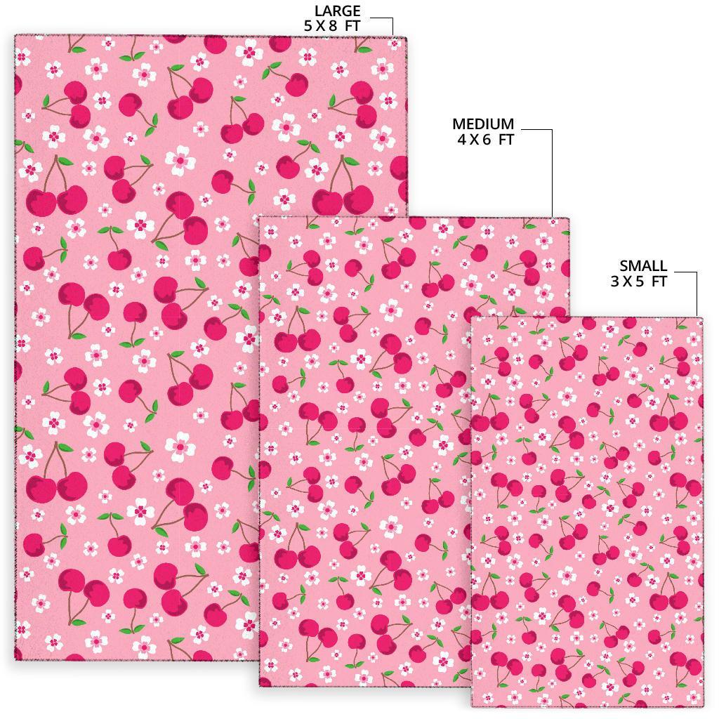 Cherry Floral Pattern Print Floor Mat-grizzshop