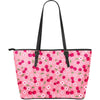 Cherry Floral Pattern Print Leather Tote Bag-grizzshop