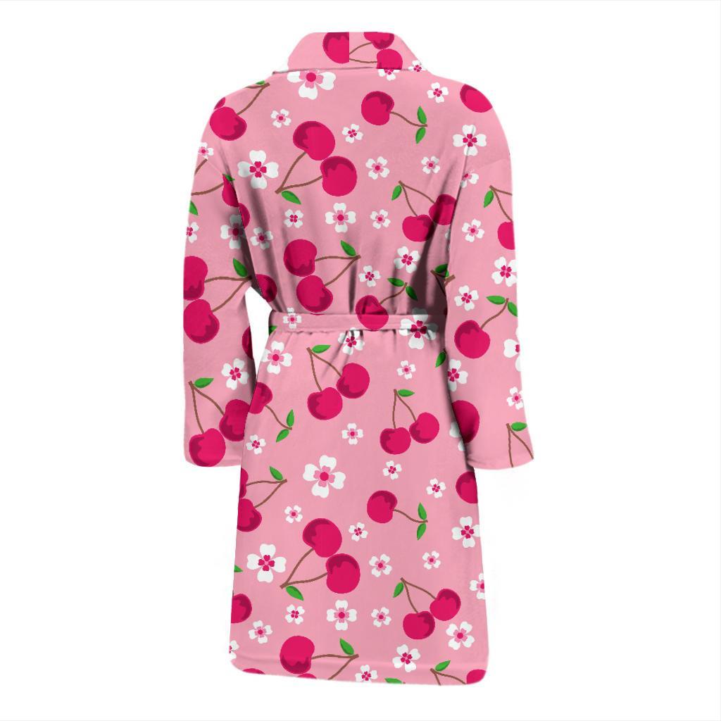 Cherry Floral Pattern Print Men Long Robe-grizzshop