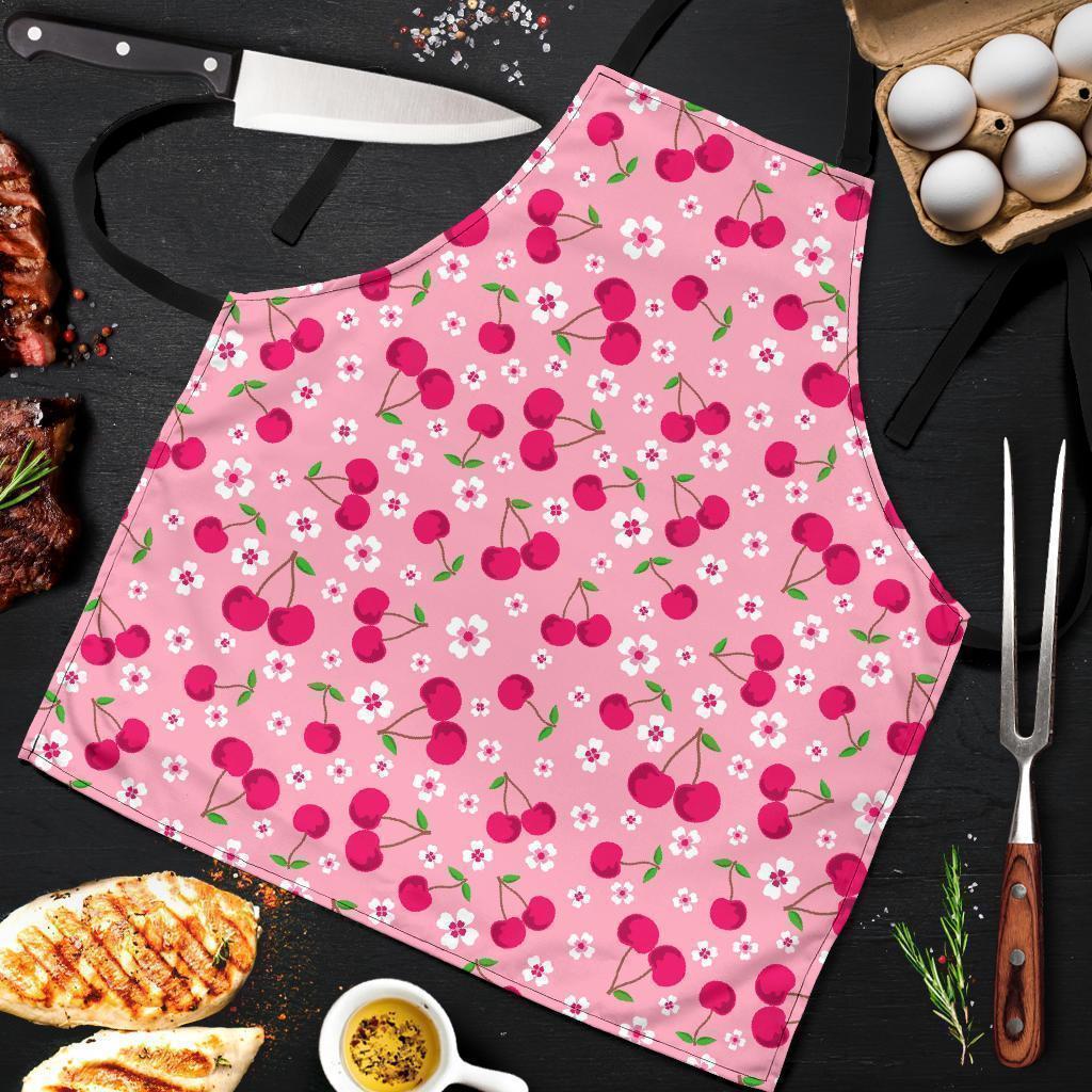 Cherry Floral Pattern Print Men's Apron-grizzshop