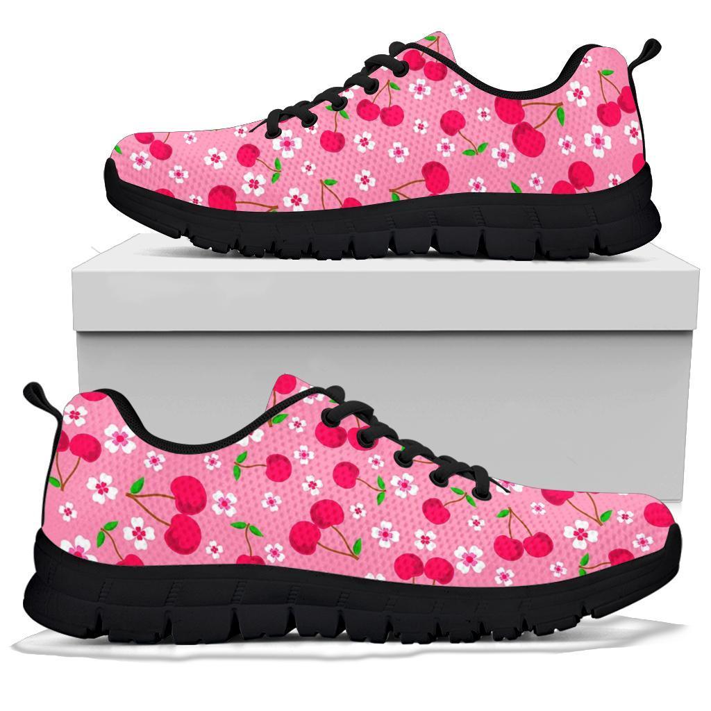 Cherry Floral Pattern Print Sneaker Shoes For Men Women-grizzshop