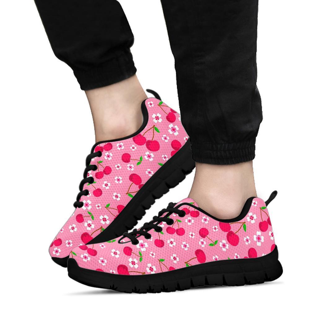 Cherry Floral Pattern Print Sneaker Shoes For Men Women-grizzshop