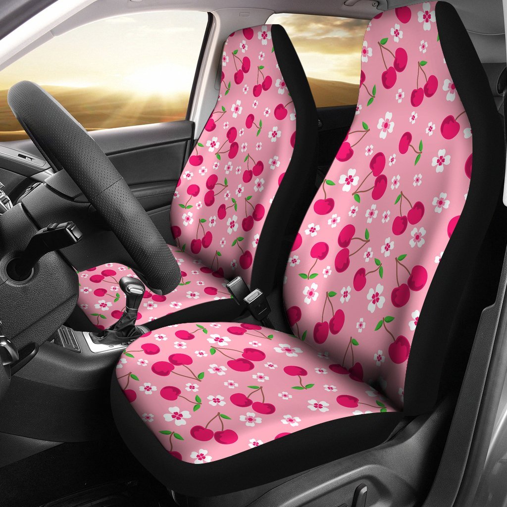 Cherry Floral Pattern Print Universal Fit Car Seat Covers-grizzshop