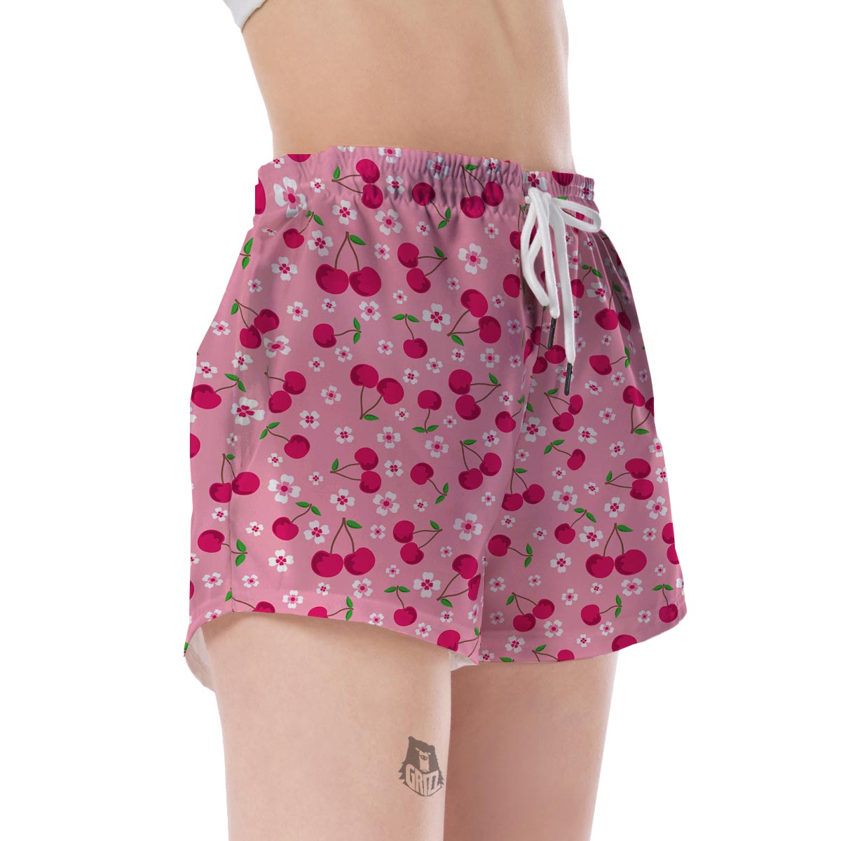 Cherry Floral Pattern Print Women's Shorts-grizzshop