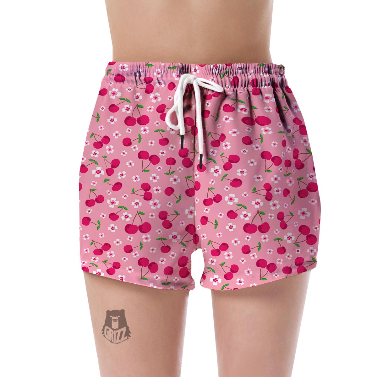 Cherry Floral Pattern Print Women's Shorts-grizzshop