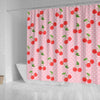 Cherry Heart Dot Pattern Print Bathroom Shower Curtain-grizzshop