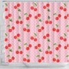 Cherry Heart Dot Pattern Print Bathroom Shower Curtain-grizzshop