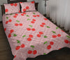 Cherry Heart Dot Pattern Print Bed Set Quilt-grizzshop