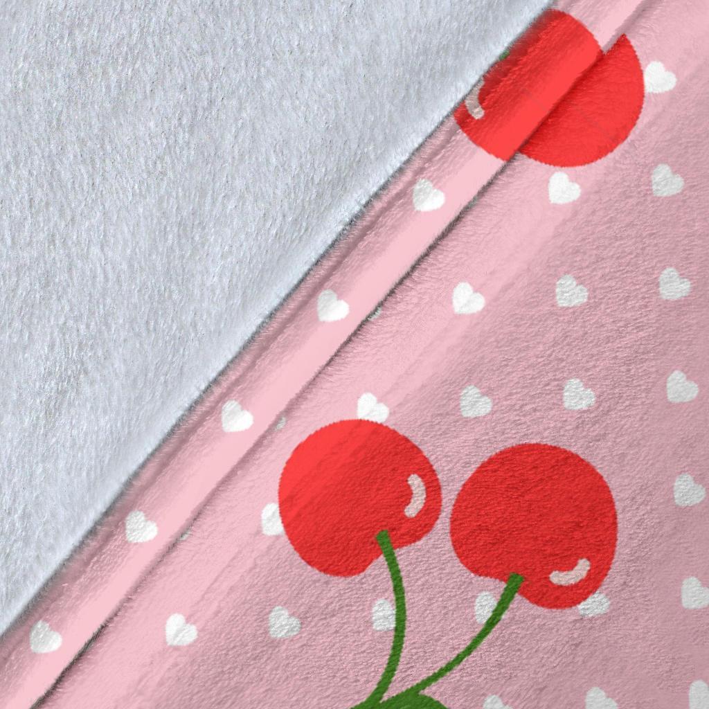 Cherry Heart Dot Pattern Print Blanket-grizzshop