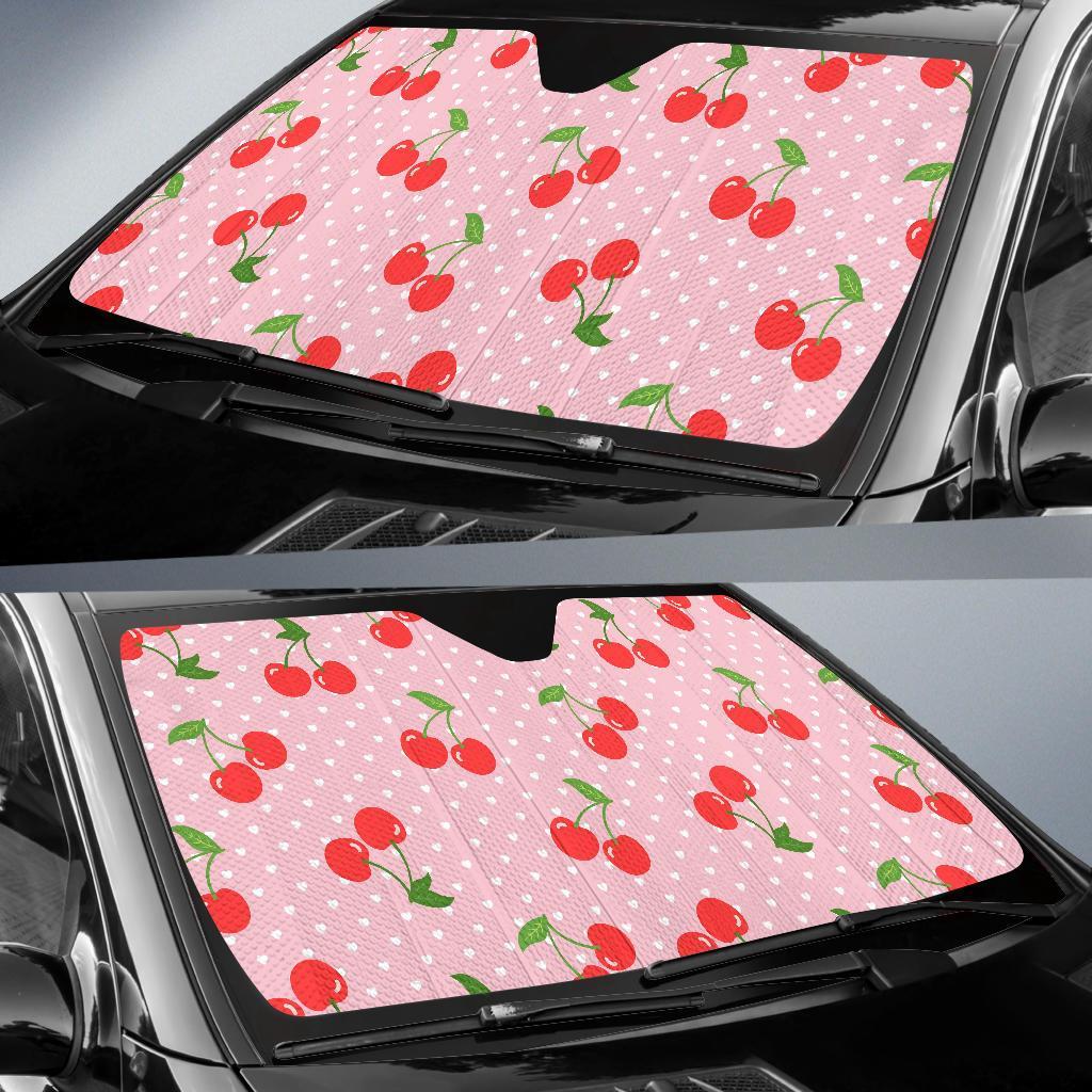 Cherry Heart Dot Pattern Print Car Sun Shade-grizzshop