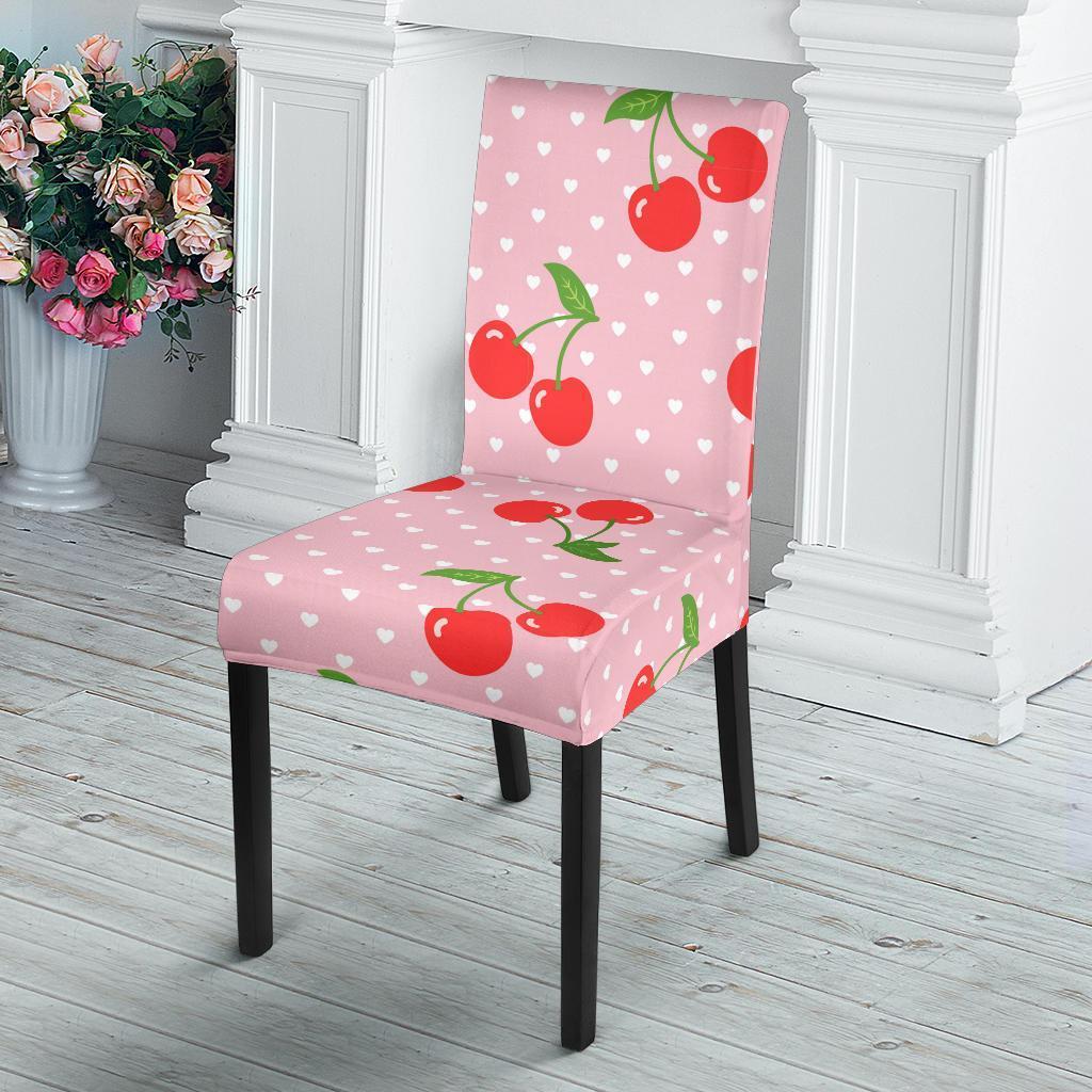 Cherry Heart Dot Pattern Print Chair Cover-grizzshop