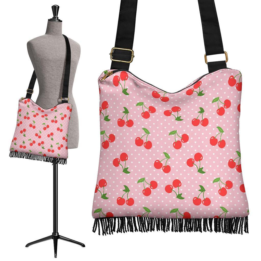 Cherry Heart Dot Pattern Print Crossbody bags-grizzshop