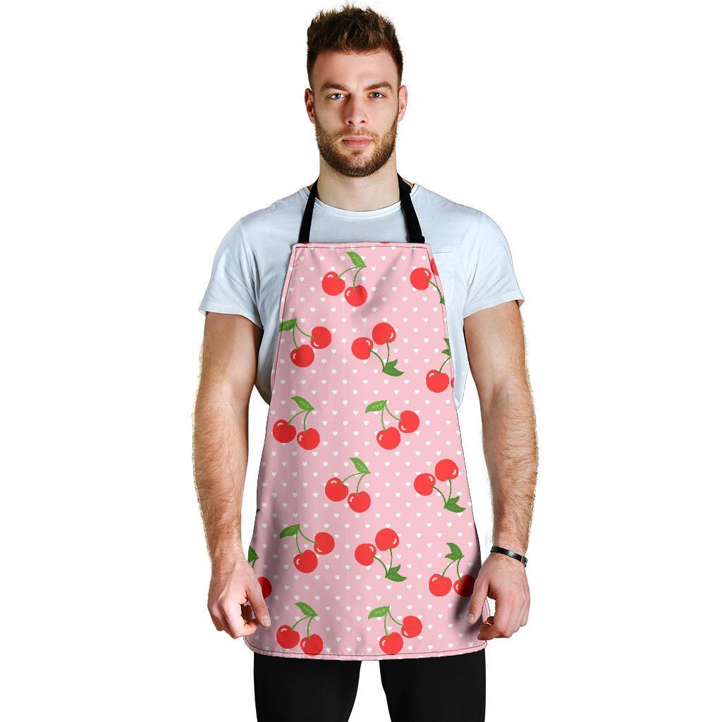 Cherry Heart Dot Pattern Print Men's Apron-grizzshop