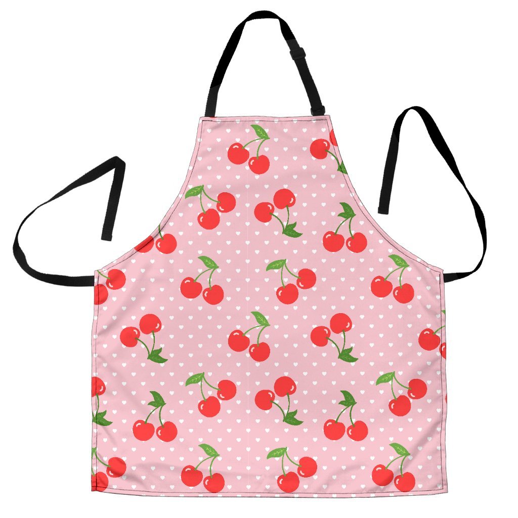 Cherry Heart Dot Pattern Print Women's Apron-grizzshop