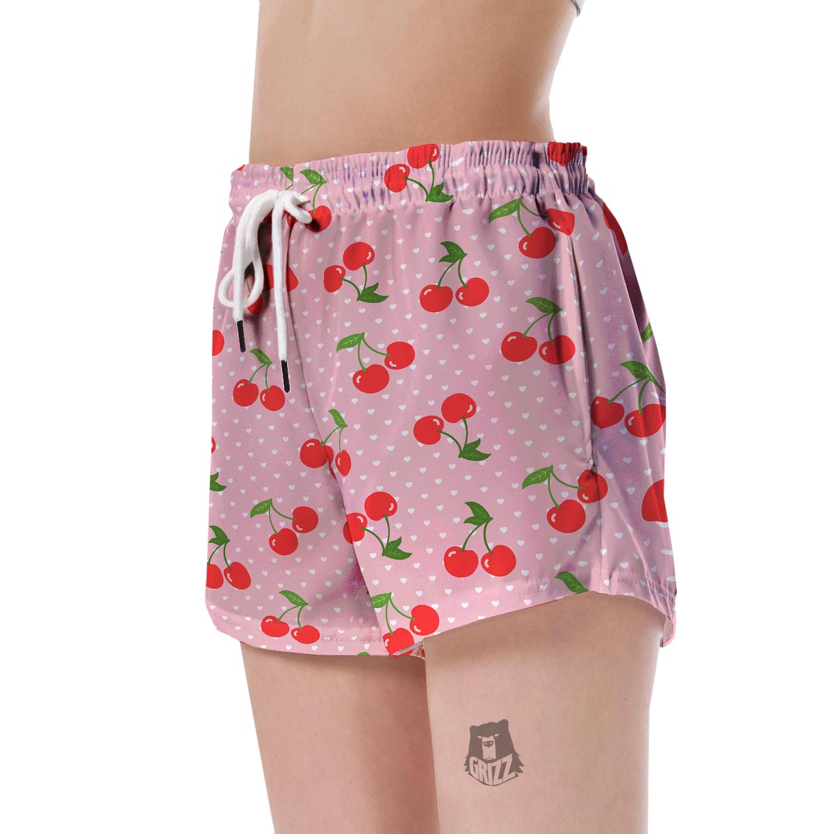 Cherry Heart Dot Pattern Print Women's Shorts-grizzshop