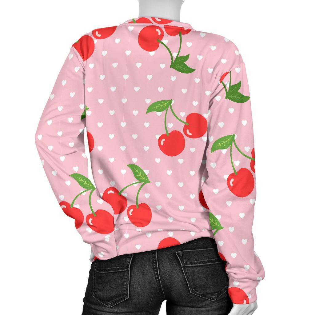 Cherry Heart Dot Pattern Print Women's Sweatshirt-grizzshop