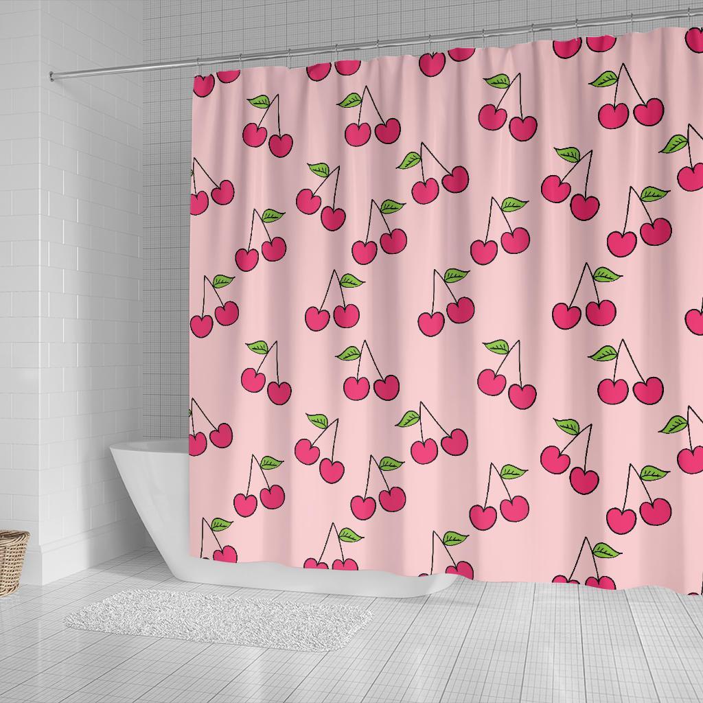 Cherry Pattern Print Bathroom Shower Curtain-grizzshop