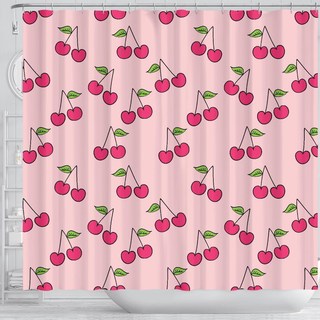 Cherry Pattern Print Bathroom Shower Curtain-grizzshop