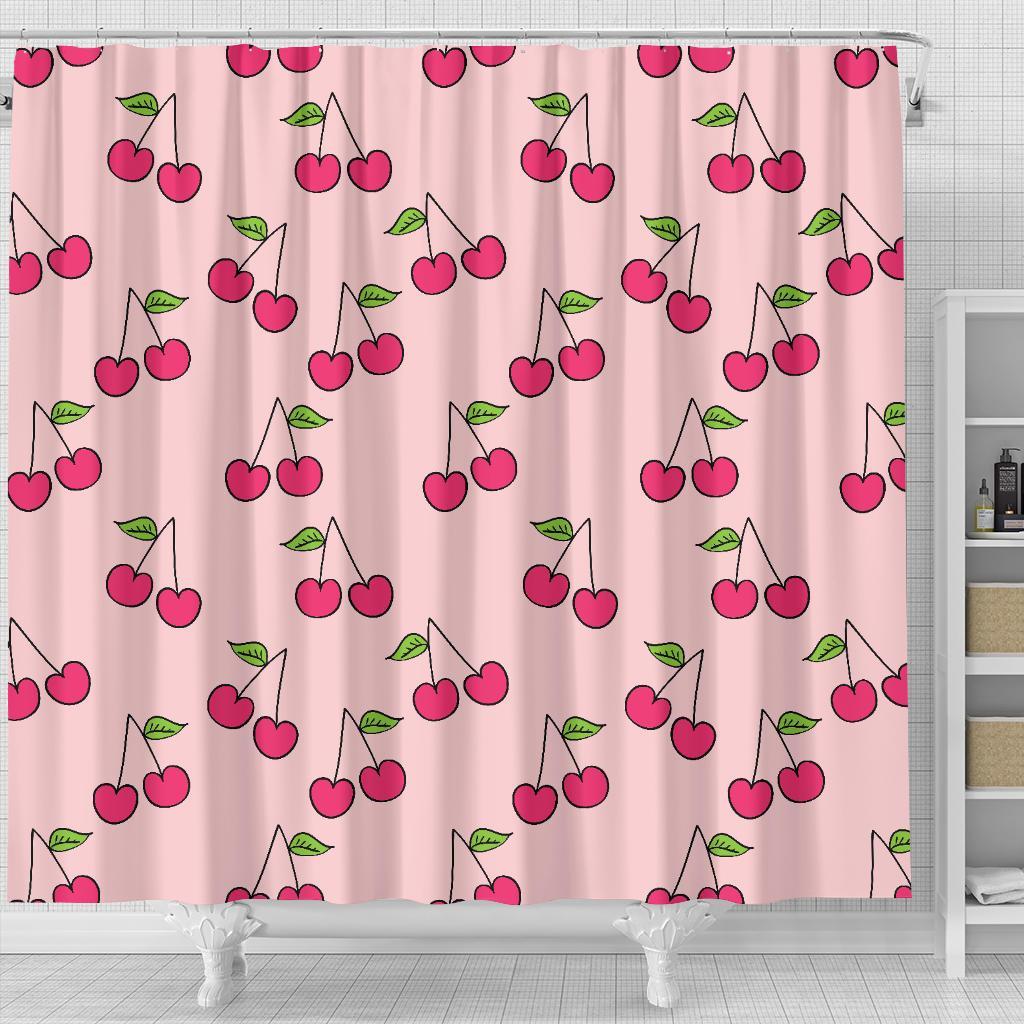 Cherry Pattern Print Bathroom Shower Curtain-grizzshop