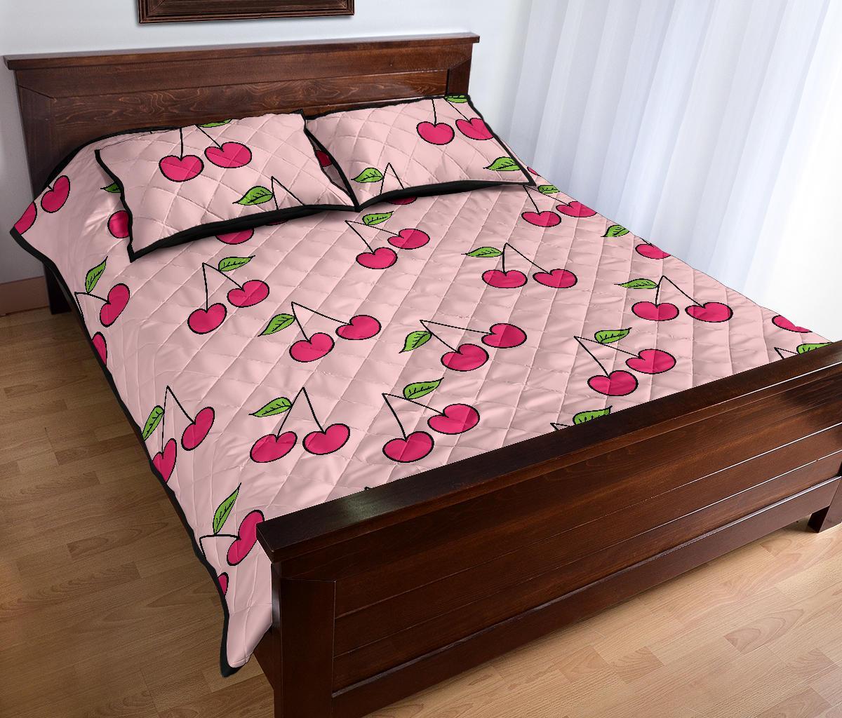 Cherry Pattern Print Bed Set Quilt-grizzshop