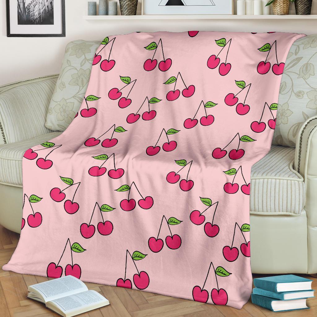 Cherry Pattern Print Blanket-grizzshop