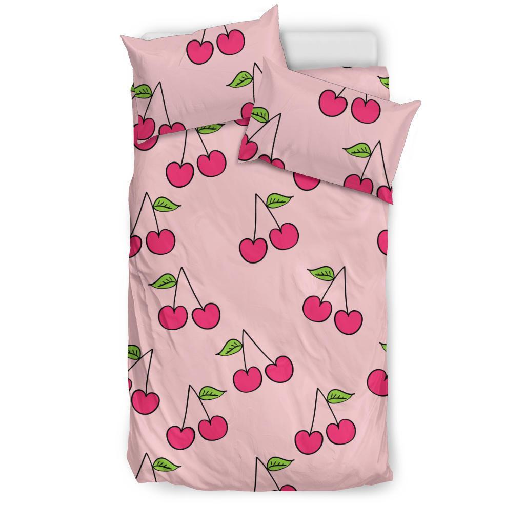 Cherry Pattern Print Duvet Cover Bedding Set-grizzshop