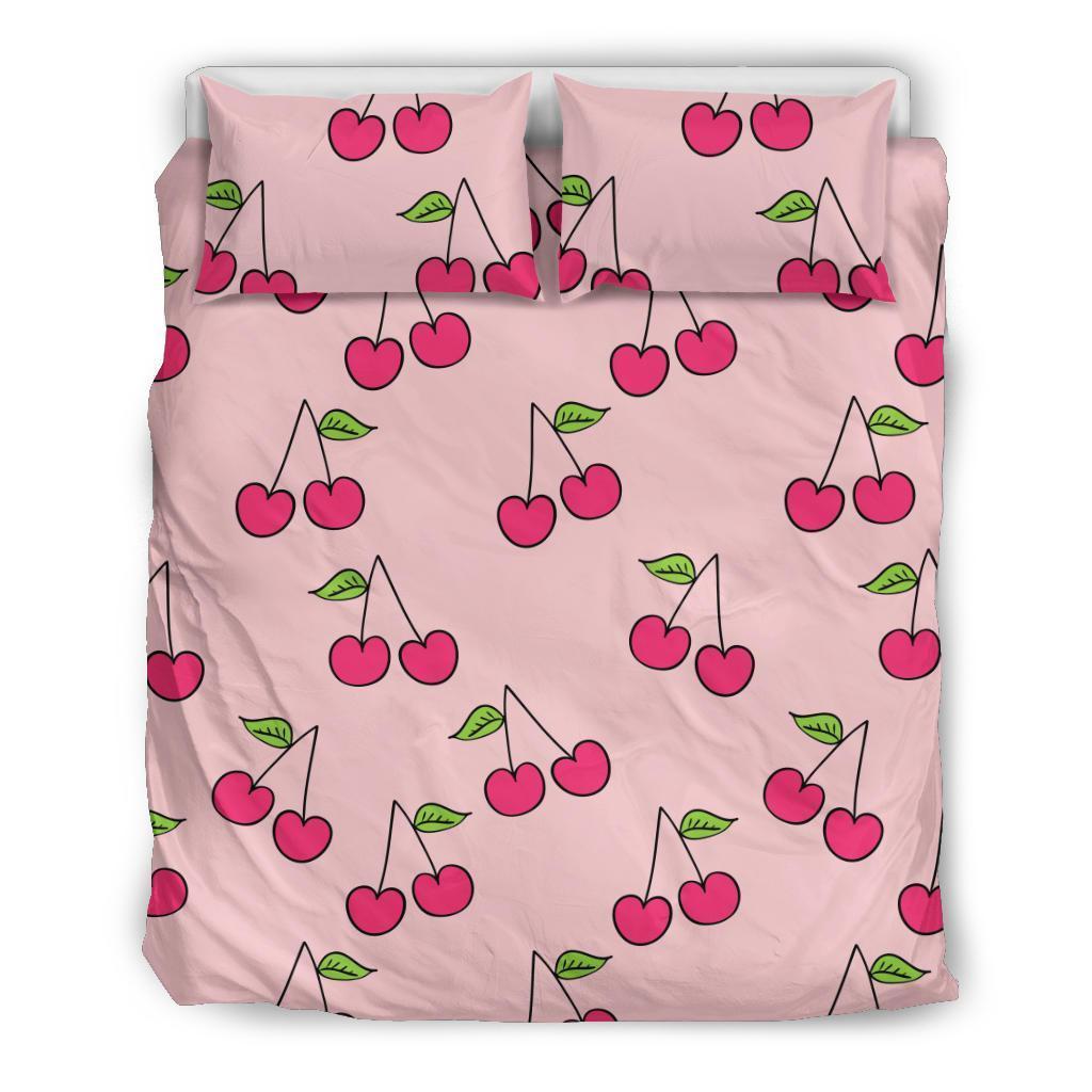 Cherry Pattern Print Duvet Cover Bedding Set-grizzshop