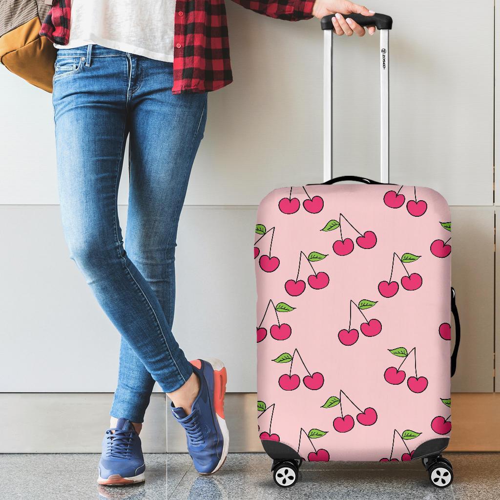 Cherry Pattern Print Luggage Cover Protector-grizzshop