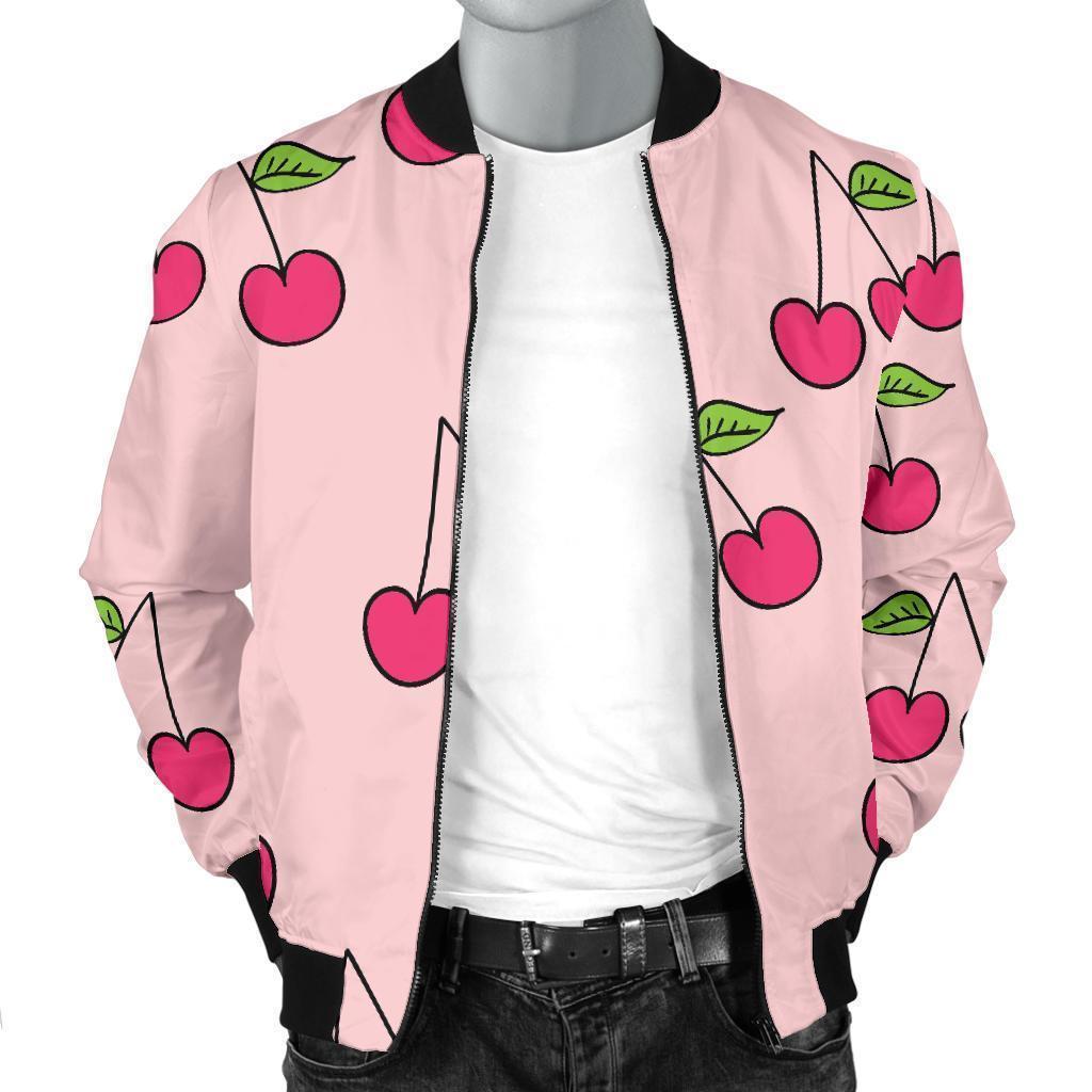 Cherry Pattern Print Men's Bomber Jacket-grizzshop