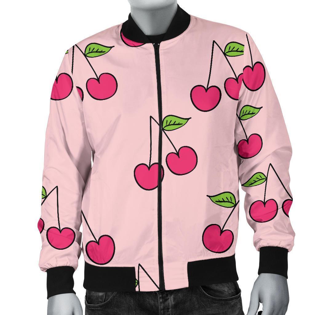 Cherry Pattern Print Men's Bomber Jacket-grizzshop