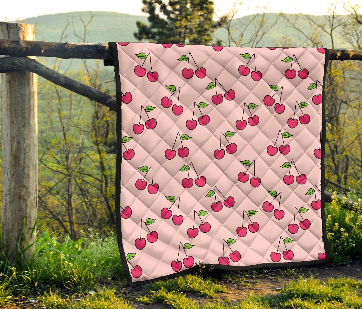 Cherry Pattern Print Quilt-grizzshop