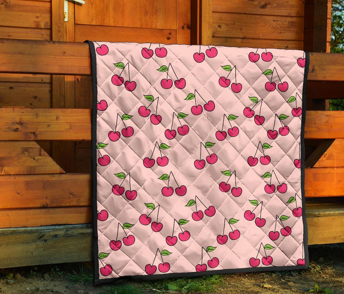 Cherry Pattern Print Quilt-grizzshop